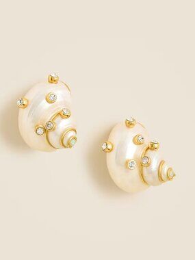 J.Crew Sea Shell and Crystal Stud Earrings - NWT